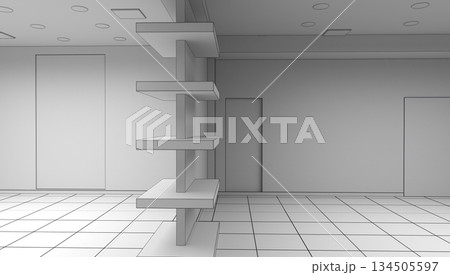 empty pavilion, interior visualization, 3D illustration 134505597