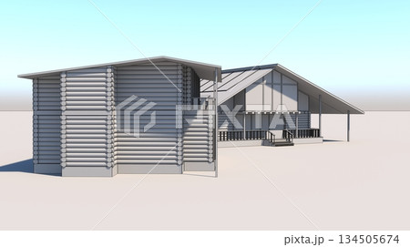 exterior of a country house, cottage, visualization, 3D illustration 134505674