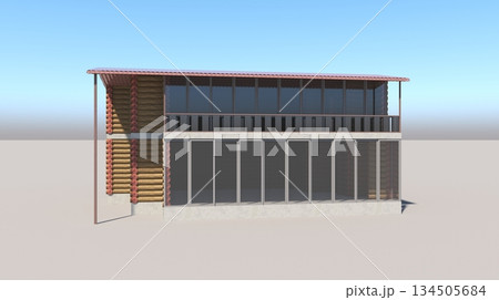 exterior of a country house, cottage, visualization, 3D illustration exterior of a country house, cottage, visualization, 3D illustration 134505684