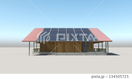 exterior of a country house, cottage, visualization, 3D illustration 134505725