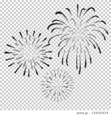 打ち上げ花火_モノクロ 134505874