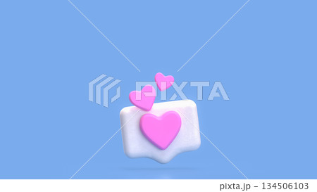 Floating Heart Notification Icon for Love and Social Media Concept 3d render. 134506103