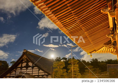 晩秋の東福寺　満月と庫裡　京都府京都市 134506166