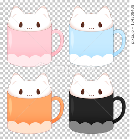 Illustration of a mug with a fox latte on it 134508438