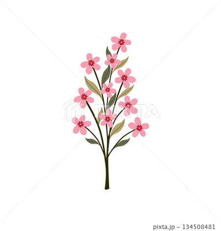 Cute Hand Drawn Cartoon Pink Flower 134508481