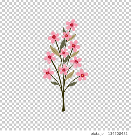 Cute Hand Drawn Cartoon Pink Flower 134508481