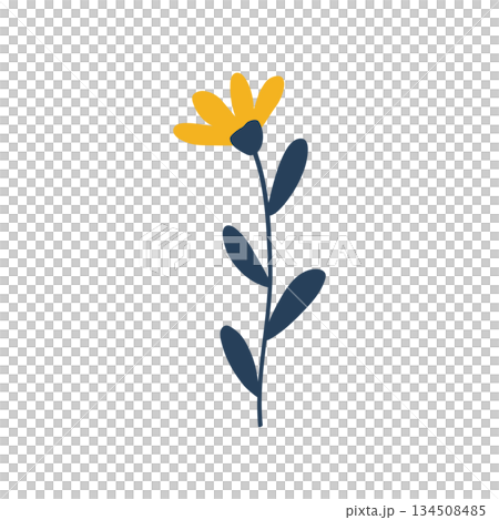 Hand drawn yellow flower design 134508485