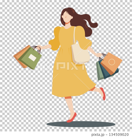 Flat design of women enjoying bargain sales and shopping 134509020