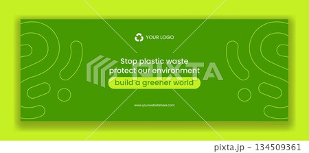 Plastic Waste Reduction Campaign Flat Cartoon Social Media Cover Background Illustration 134509361