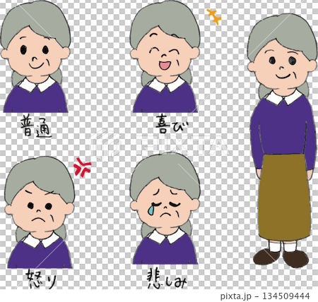 中年女性の表情セット 134509444