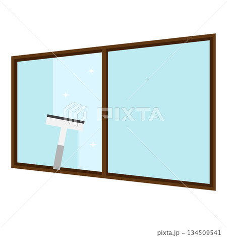 スクレーパーで窓拭きをしているシンプルなイラスト素材 134509541