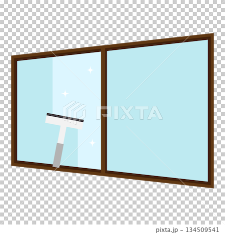 スクレーパーで窓拭きをしているシンプルなイラスト素材 134509541