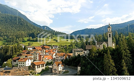 Chur, Switzerland - August 11 2022: View From Bernina Express from Tirano Italy 134509652