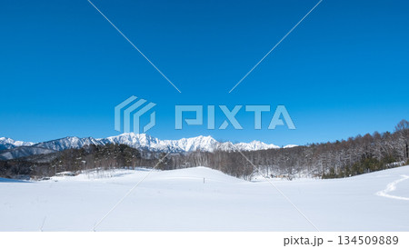中山高原・スノートレッキング (北アルプスの眺め) 中山高原・スノートレッキング (北アルプスの眺め) 134509889
