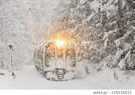 猛吹雪の只見線 134510015