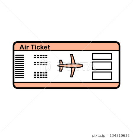 イラスト素材: 飛行機の航空券を表すシンプルなチケットアイコン 134510632