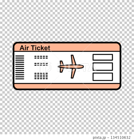 イラスト素材: 飛行機の航空券を表すシンプルなチケットアイコン 134510632