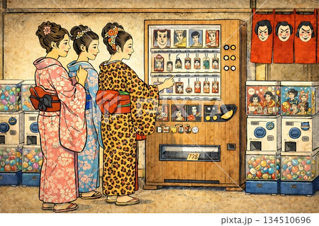 江戸に自動販売機があったら【江戸のギャル編】 134510696