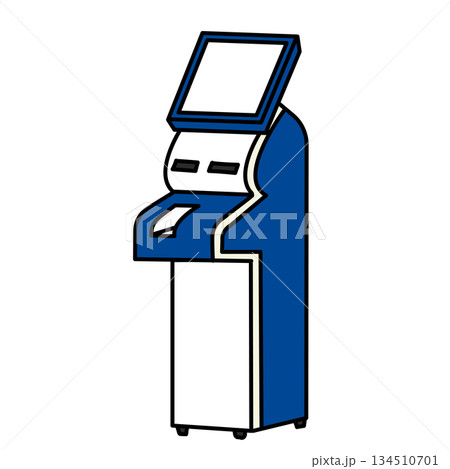 イラスト素材: 空港に設置された自動チェックイン機のシンプルな端末アイコン 134510701