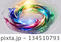 光輝く抽象的な虹色の光の背景 134510793