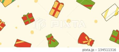 クリーム色のクリスマスプレゼントのバナー クリーム色のクリスマスプレゼントのバナー 134511316