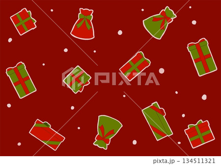 赤と緑のクリスマスプレゼントの背景パターン 赤と緑のクリスマスプレゼントの背景パターン 134511321