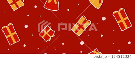 赤と黄色のクリスマスプレゼントのバナー 赤と黄色のクリスマスプレゼントのバナー 134511324