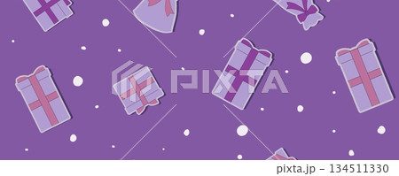 紫のクリスマスプレゼントのバナー 紫のクリスマスプレゼントのバナー 134511330