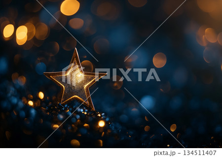きらめく星型オブジェを接写した写真のイラスト素材 [134511407] - PIXTA