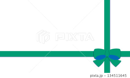 ポップなツートンカラーの包装したリボンフレーム素材緑と青 ポップなツートンカラーの包装したリボンフレーム素材緑と青 134511645