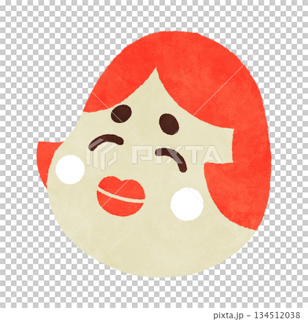 手描きおかめ　ゆるい　可愛い　縁起物 134512038