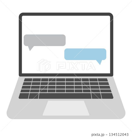 laptop with a chatting illustration laptop with a chatting illustration 134512043