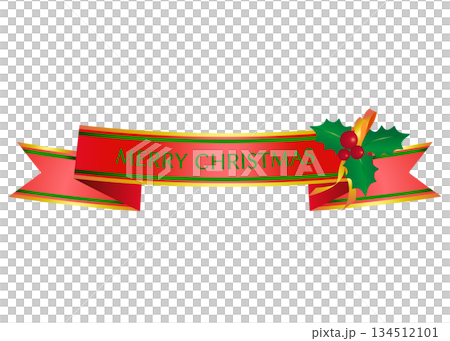 Christmas Ribbon Illustration of a red Christmas ribbon with a green message Banner material Christmas Ribbon Illustration of a red Christmas ribbon with a green message Banner material 134512101