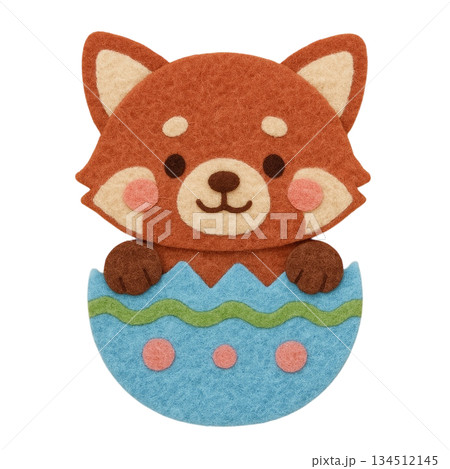 【イースター】卵の殻に入ったレッサーパンダのイラスト 134512145
