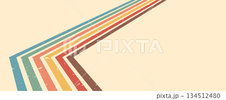 Stripe rainbow groovy. Retro graphic design for vintage abstract poster. Flowing wavy lines and artistic texture. Vector illustration 134512480