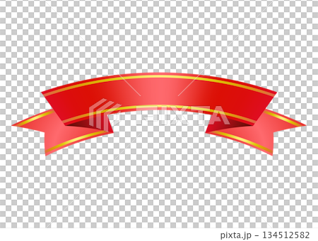 アーチ型の赤いリボンのイラスト フレーム バナー素材 アーチ型の赤いリボンのイラスト フレーム バナー素材 134512582