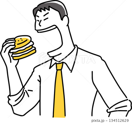 ハンバーガーを食べようとしている男性 ハンバーガーを食べようとしている男性 134512629