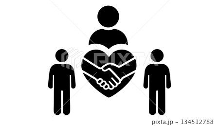 Family Unity Symbol with Heart and Holding Hands Family Unity Symbol with Heart and Holding Hands 134512788