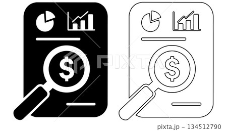 Financial Analysis Magnifying Glass Icon Business Report Financial Analysis Magnifying Glass Icon Business Report 134512790