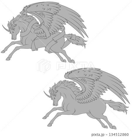 Winged horse from Greek mythology with ribbon Winged horse from Greek mythology with ribbon 134512860