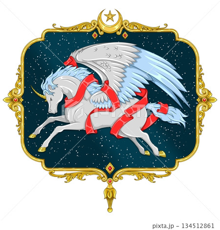 Winged Pegasus with a Ribbon and Victorian Decor Winged Pegasus with a Ribbon and Victorian Decor 134512861