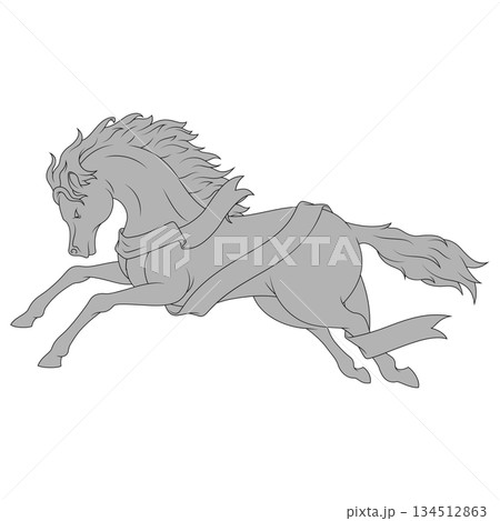Wild horse riding with ribbon 134512863