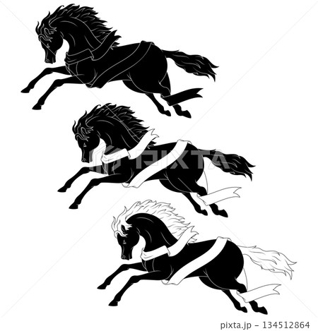Wild horse riding with ribbon 134512864