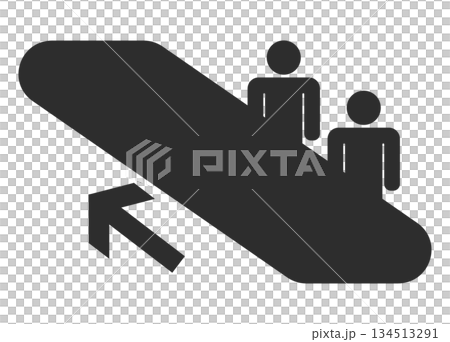 搭乘自動扶梯的人的象形圖，向上，黑色 134513291