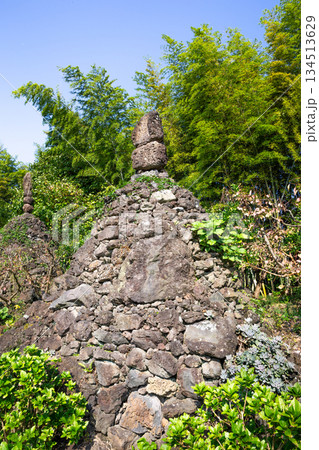 A pile of stones containing Jeju Island's folk beliefs 134513629