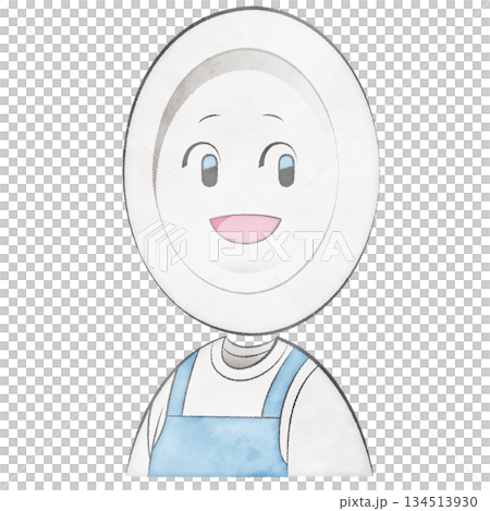 Plate character wearing an apron (smiling) Plate character wearing an apron (smiling) 134513930