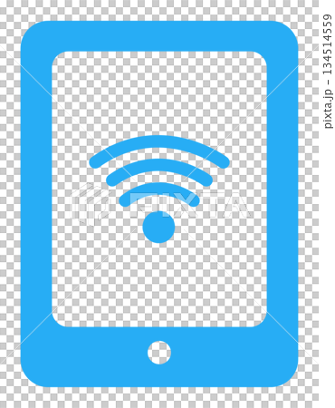 Flat icon of a tablet device communicating via Wi-Fi Flat icon of a tablet device communicating via Wi-Fi 134514559