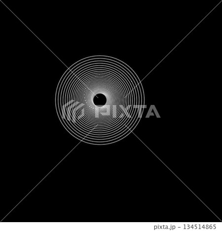 Abstract Concentric Dot Ring Pattern on Black Background for Modern Design Projects and Graphic Art Concept	 134514865