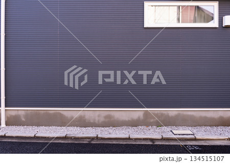 street wall background ,Industrial background, empty grunge urban street with warehouse brick wall 134515107