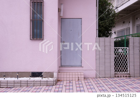 sidewalk by street wall and door sidewalk by street wall and door 134515125